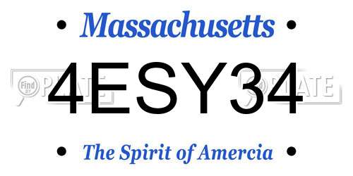4ESY34 Massachusetts License Plate