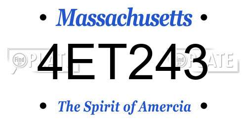 4ET243 Massachusetts License Plate