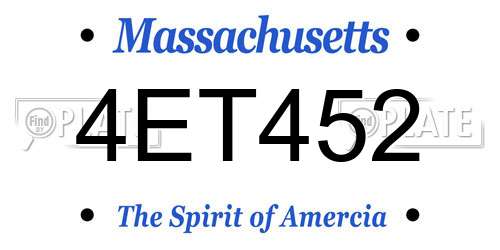 4ET452 Massachusetts License Plate