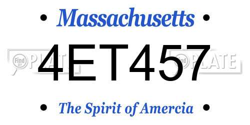 4ET457 Massachusetts License Plate