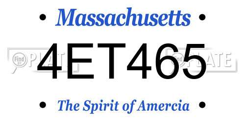 4ET465 Massachusetts License Plate