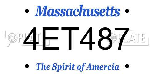 4ET487 Massachusetts License Plate