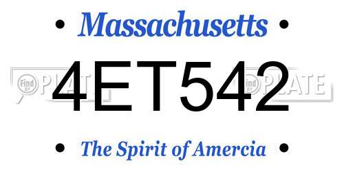 4ET542 Massachusetts License Plate