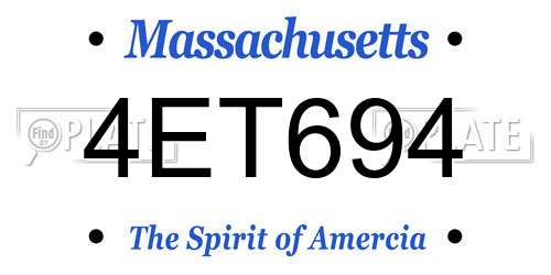 4ET694 Massachusetts License Plate