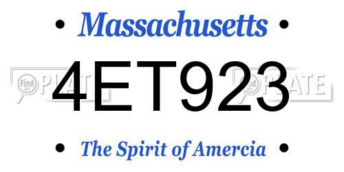 4ET923 Massachusetts License Plate