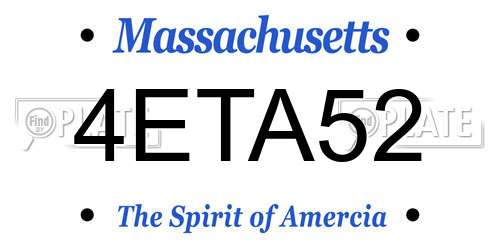 4ETA52 Massachusetts License Plate