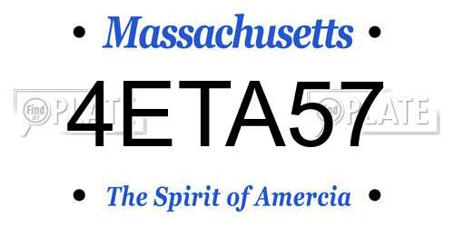 4ETA57 Massachusetts License Plate