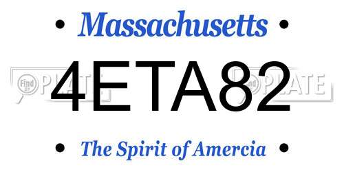 4ETA82 Massachusetts License Plate