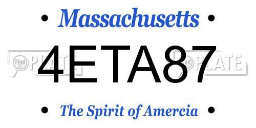 4ETA87 Massachusetts License Plate