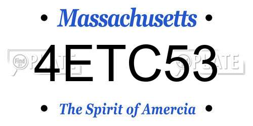 4ETC53 Massachusetts License Plate