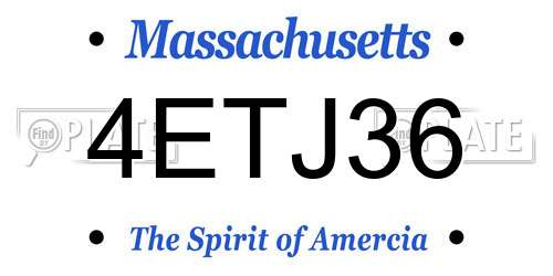 4ETJ36 Massachusetts License Plate