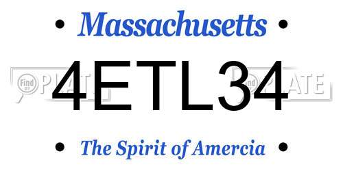 4ETL34 Massachusetts License Plate