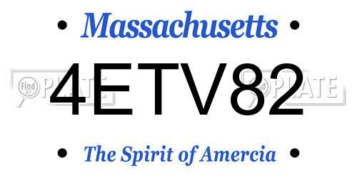 4ETV82 Massachusetts License Plate