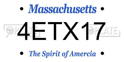 4ETX17 Massachusetts License Plate