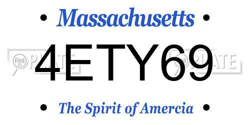 4ETY69 Massachusetts License Plate