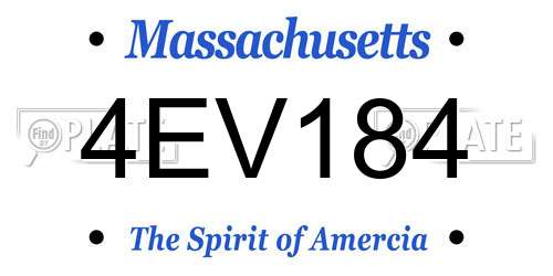 4EV184 Massachusetts License Plate