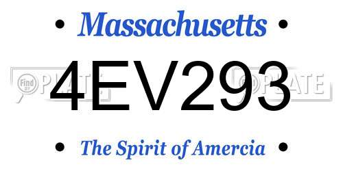 4EV293 Massachusetts License Plate