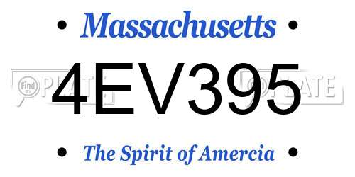 4EV395 Massachusetts License Plate