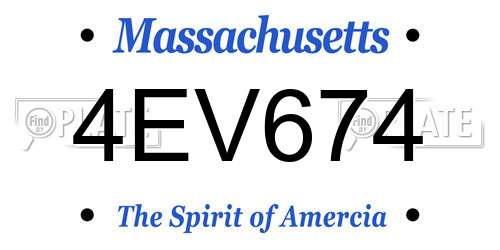 4EV674 Massachusetts License Plate