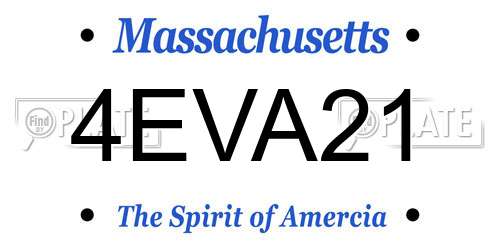 4EVA21 Massachusetts License Plate