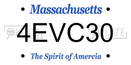 4EVC30 Massachusetts License Plate