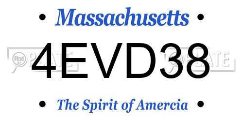 4EVD38 Massachusetts License Plate