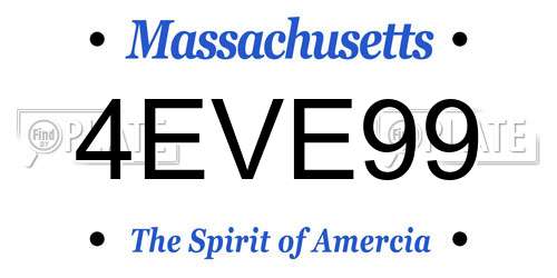 4EVE99 Massachusetts License Plate