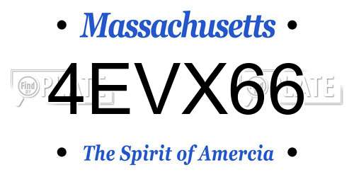 4EVX66 Massachusetts License Plate