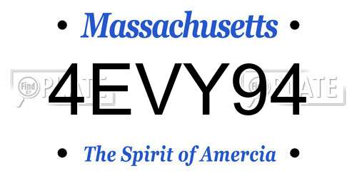4EVY94 Massachusetts License Plate