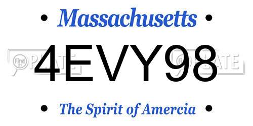 4EVY98 Massachusetts License Plate