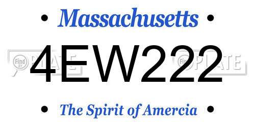 4EW222 Massachusetts License Plate