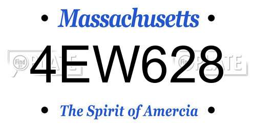 4EW628 Massachusetts License Plate