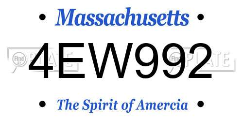 4EW992 Massachusetts License Plate