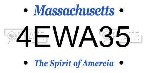4EWA35 Massachusetts License Plate