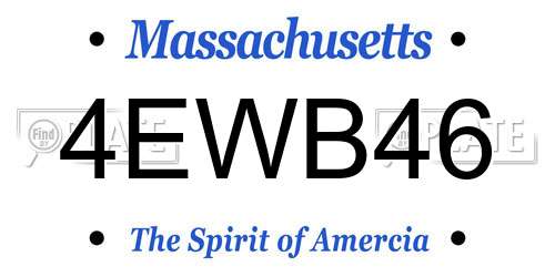 4EWB46 Massachusetts License Plate