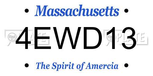 4EWD13 Massachusetts License Plate