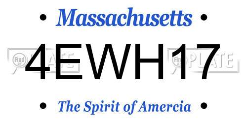 4EWH17 Massachusetts License Plate