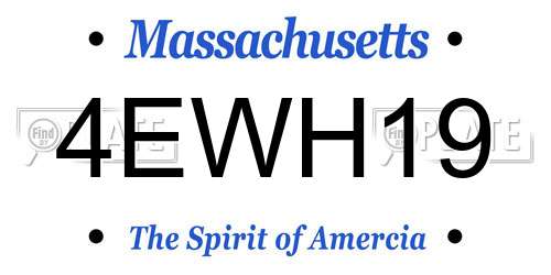 4EWH19 Massachusetts License Plate