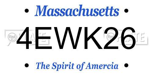 4EWK26 Massachusetts License Plate