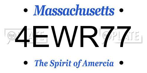 4EWR77 Massachusetts License Plate