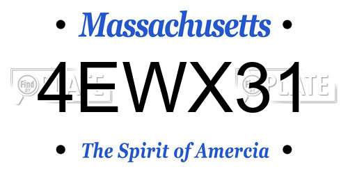4EWX31 Massachusetts License Plate
