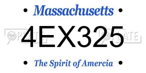 4EX325 Massachusetts License Plate