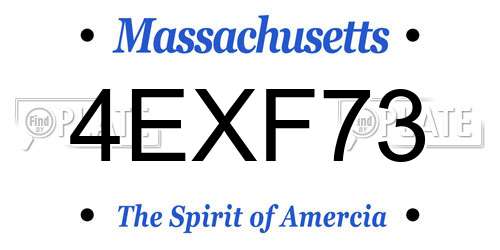 4EXF73 Massachusetts License Plate