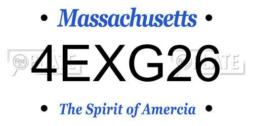 4EXG26 Massachusetts License Plate