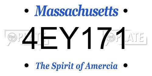 4EY171 Massachusetts License Plate
