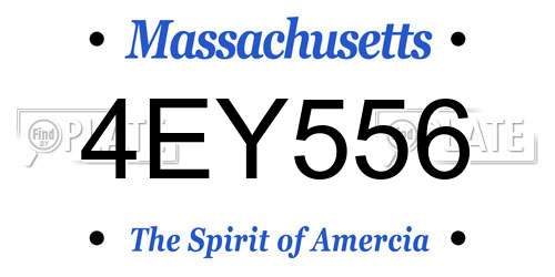 4EY556 Massachusetts License Plate