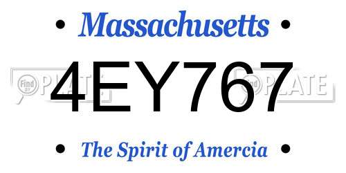 4EY767 Massachusetts License Plate