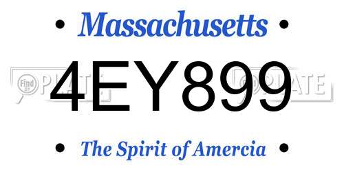 4EY899 Massachusetts License Plate