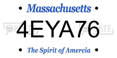 4EYA76 Massachusetts License Plate