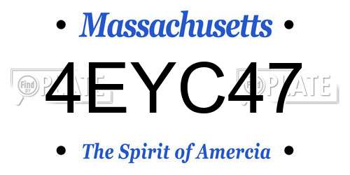 4EYC47 Massachusetts License Plate